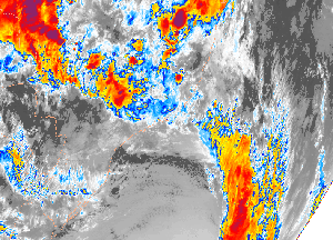 a infrared satellite animation of thunderstorms which produced flooding in coastal Brazil on December 9,2002