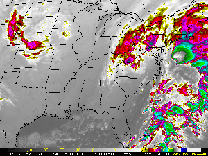 a satellite animation of a storm system which affected the U.S. East Coast during October 16-17, 2002
