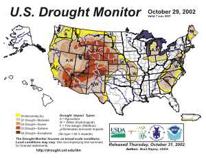 drought depiction on October 3, 2002