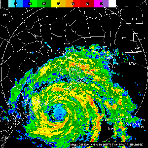 Radar animation of Hurricane Claudette as it neared the Texas coast on July 15, 2003
