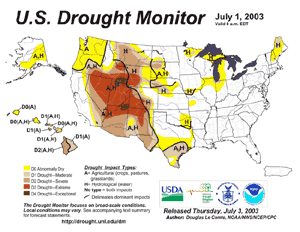 Click Here for the drought depiction on June 24, 2003