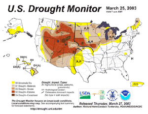Click Here for the drought depiction on March 25, 2003