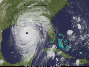 Satellite animation of Hurricane Katrina during August 28-29, 2005