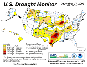 Drought Monitor depiction as of December 27, 2005