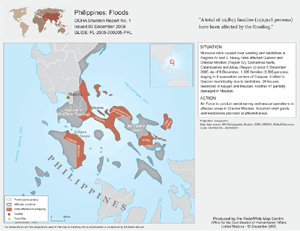 Map of flood-affected areas of the Philippines during early December 2005