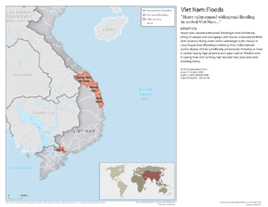 Map depicting flood-affected areas of Vietnam in October 2005