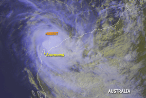 Tropical Cyclone Hubert near the coast of Western Australia on April 7, 2006