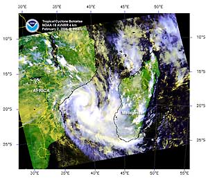 Tropical Cyclone Boloetse over the Mozambique Channel on February 2, 2006