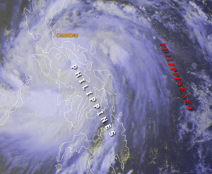 Satellite image of Typhoon Chanchu over the Philippines on May 12, 2006