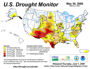 Drought Monitor depiction as of May 30, 2006