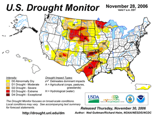 Drought Monitor depiction as of November 28, 2006
