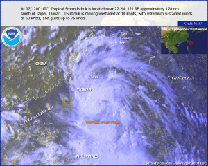 Satellite image of Pabuk on August 7, 2007