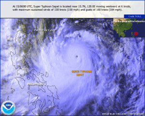 Satellite image of Typhoon Sepat on August 15, 2007
