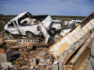 Photo of tornado damage near Americus, GA on March 1, 2007