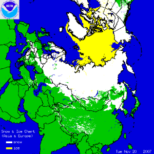 Asia/Europe Snow Cover on November 20, 2007