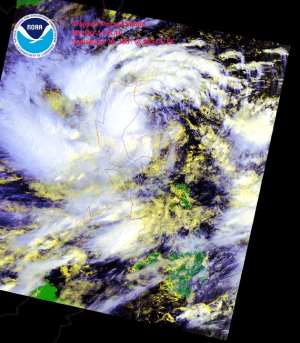 Satellite image of Tropical Storm Lekima on September 29, 2007