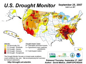 Most current Drought Monitor map