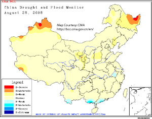 China Drought and Flood Monitor map as of 21 August 2008