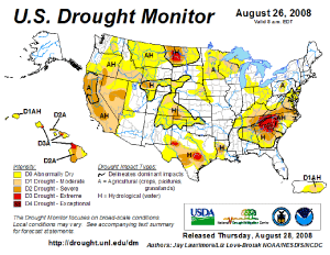 Drought Monitor map as of 26 August 2008
