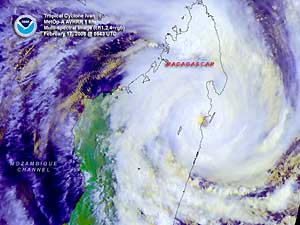 Satellite image of Tropical Cyclone Ivan on 17 February 2008
