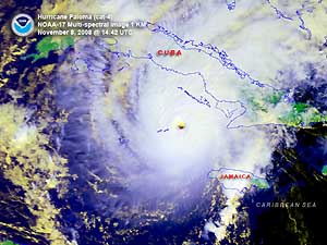 Satellite image of Hurricane Paloma on 8 November 2008