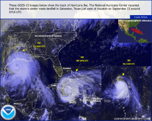 Satellite image of Hurricane Ike on 5-12 September 2008