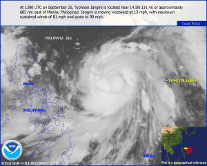 Satellite image of Typhoon Jangmi on 25 September 2008