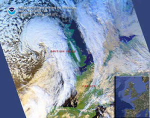 Satellite image of North Atlantic Storm on 17 January 2009