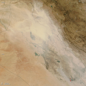 Satellite image of Iraq sandstorm on July 3, 2009