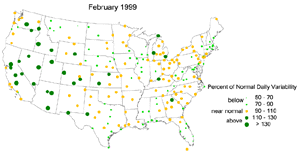 U.S. February 1999 daily temperature variability