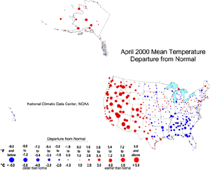 U.S. April Temperature Departures