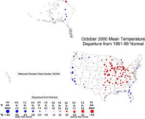 United States October Temperature Departures
