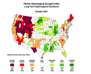Palmer Hydrological Drought Index October 2001