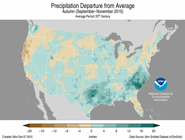 Autumn 2015 Percent of Normal Precipitation