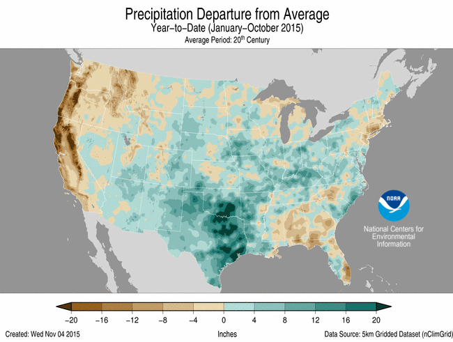 January-October 2015 Percent of Normal Precipitation