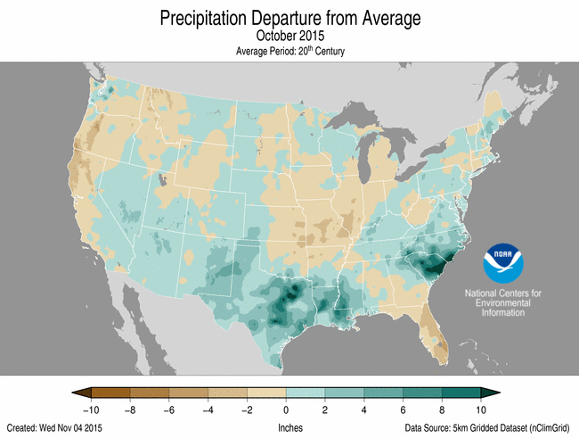 October 2015 Percent of Normal Precipitation