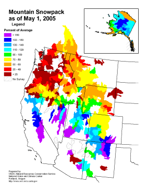 Map of monthly snowpack percent of average
