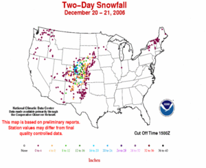 U.S. Snow Monitoring - December 20-21, 2006