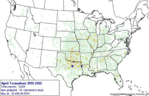 climatology for April tornadoes