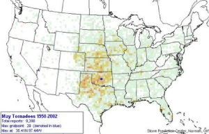 climatology for May tornadoes