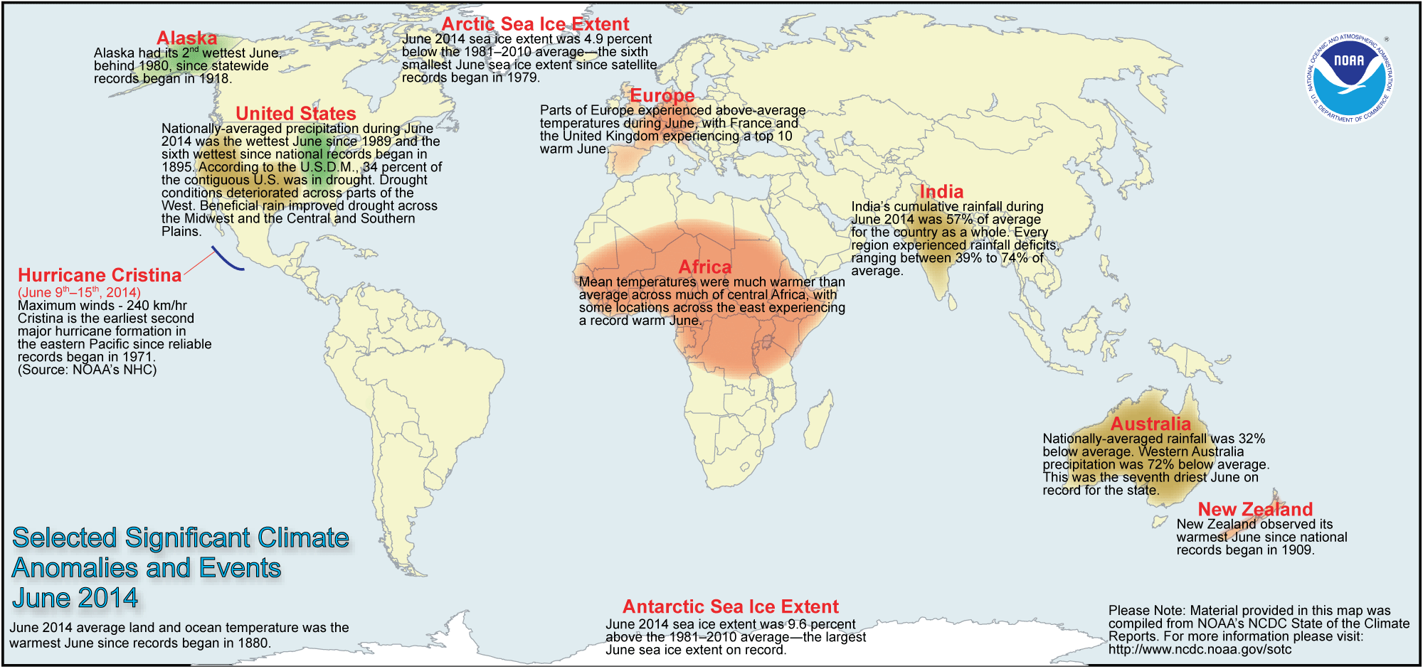 Климатические аномалии в июне 2014 года