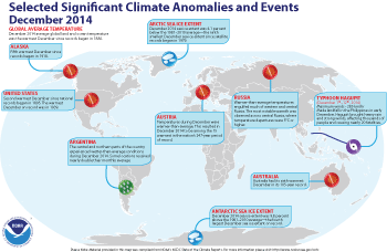 December 2014 Selected Climate Anomalies and Events Map