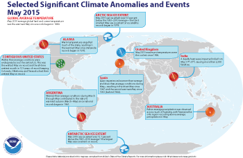 May 2015 Selected Climate Anomalies and Events Map