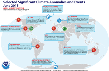 June 2015 Selected Climate Anomalies and Events Map