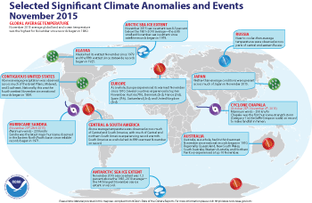 November 2015 Selected Climate Anomalies and Events Map