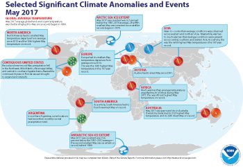 May 2017 Selected Climate Anomalies and Events Map