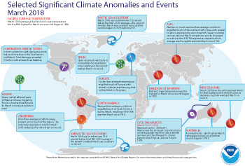 March 2018 Selected Climate Anomalies and Events Map