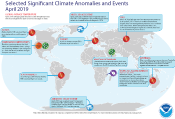 April 2019 Selected Climate Anomalies and Events Map