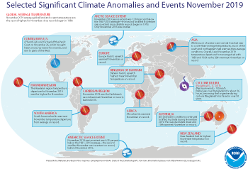 November 2019 Selected Climate Anomalies and Events Map