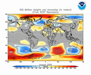 August 2009 height and anomaly map